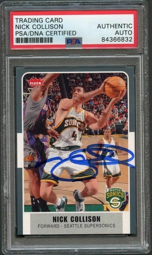 07-08 Fleer #111 Nick Collison Signed Card AUTO PSA Slabbed Sonics