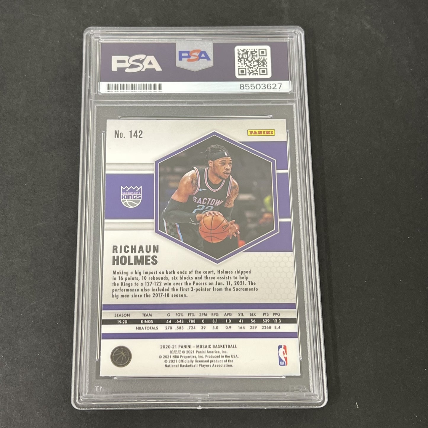 2020-21 Panini Mosaic #142 Richaun Holmes signed card PSA