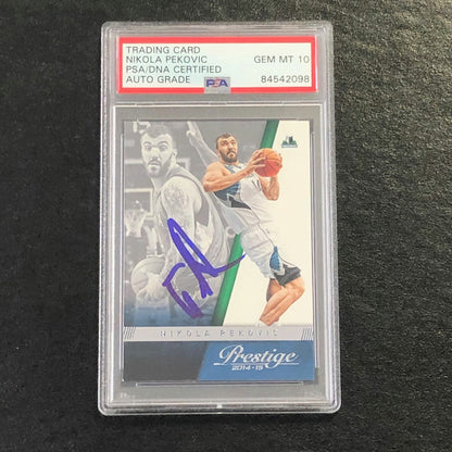 2014-15 Panini Prestige #49 Nikola Pekovic Signed Card AUTO 10 PSA Slabbed Timbe