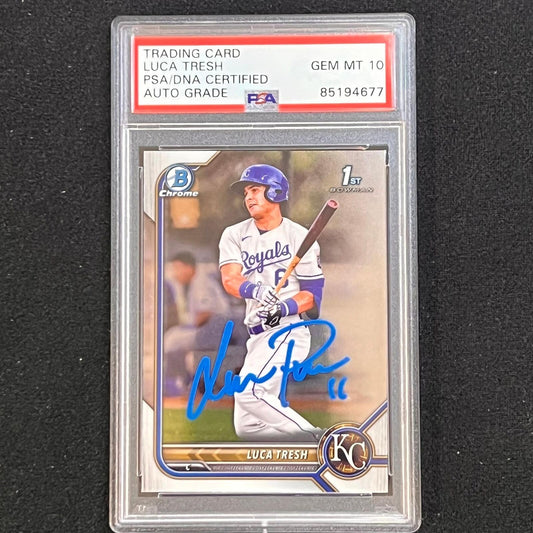 2022 Topps Bowman #BP-136 Luca Tresh Signed Card AUTO 10 PSA Slabbed Royals