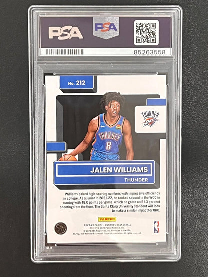 2022-2023 Panini Donruss Basketball #212 Jalen Williams Signed Card PSA AUTO Sla