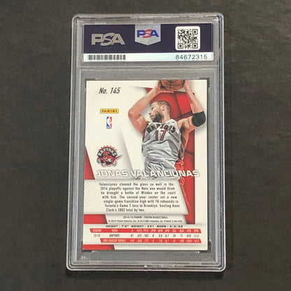 2014-15 Panini Prizm #145 Jonas Valanciunas Signed Card AUTO PSA Slabbed Toronto