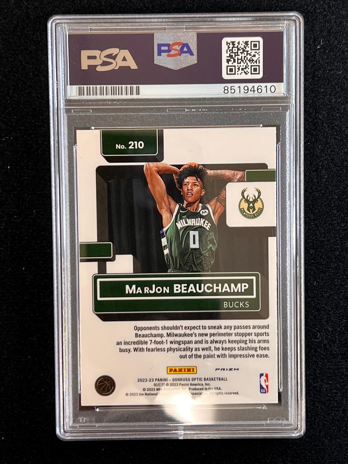 2022-23 Panini Donruss Optic #210 Marjon Beauchamp Signed Card AUTO PSA/DNA Slab