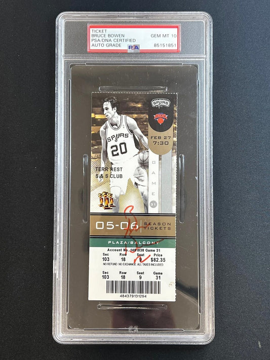 Bruce Bowen Signed Ticket AUTO 10 PSA/DNA Slabbed Spurs