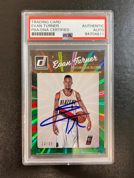 2016-17 Donruss Basketball #132 Evan Turner Signed Card AUTO PSA Slabbed Trailbl