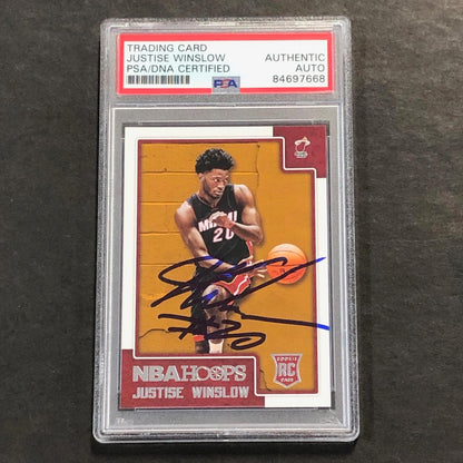2015-16 NBA Hoops #300 Justice Winslow Signed Card PSA/DNA Slabbed RC Heat