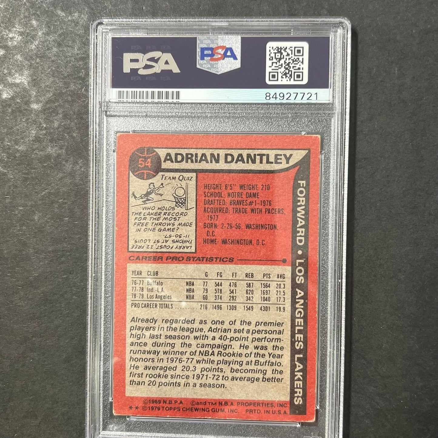 1979-80 Topps #54 Adrian Dantley Signed Card AUTO 10 PSA Slabbed Pistons