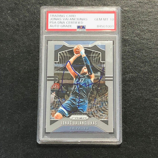 2019-20 Panini Prizm #229 Jonas Valanciunas Signed Card AUTO 10 PSA Slabbed Griz