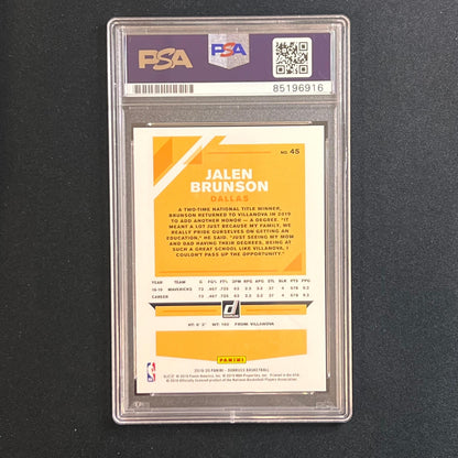 2019-20 Panini Donruss #45 Jalen Brunson Signed Card AUTO PSA Slabbed Mavericks