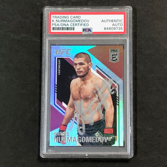 2021 Panini Chronicles Elite #146 Khabib Nurmagomedov Signed Card AUTO PSA Slabb