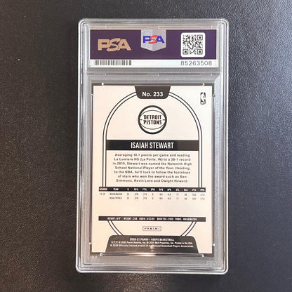 2020-21 Panini Hoops #233 Isaiah Stewart Signed Card AUTO PSA Slabbed RC Pistons
