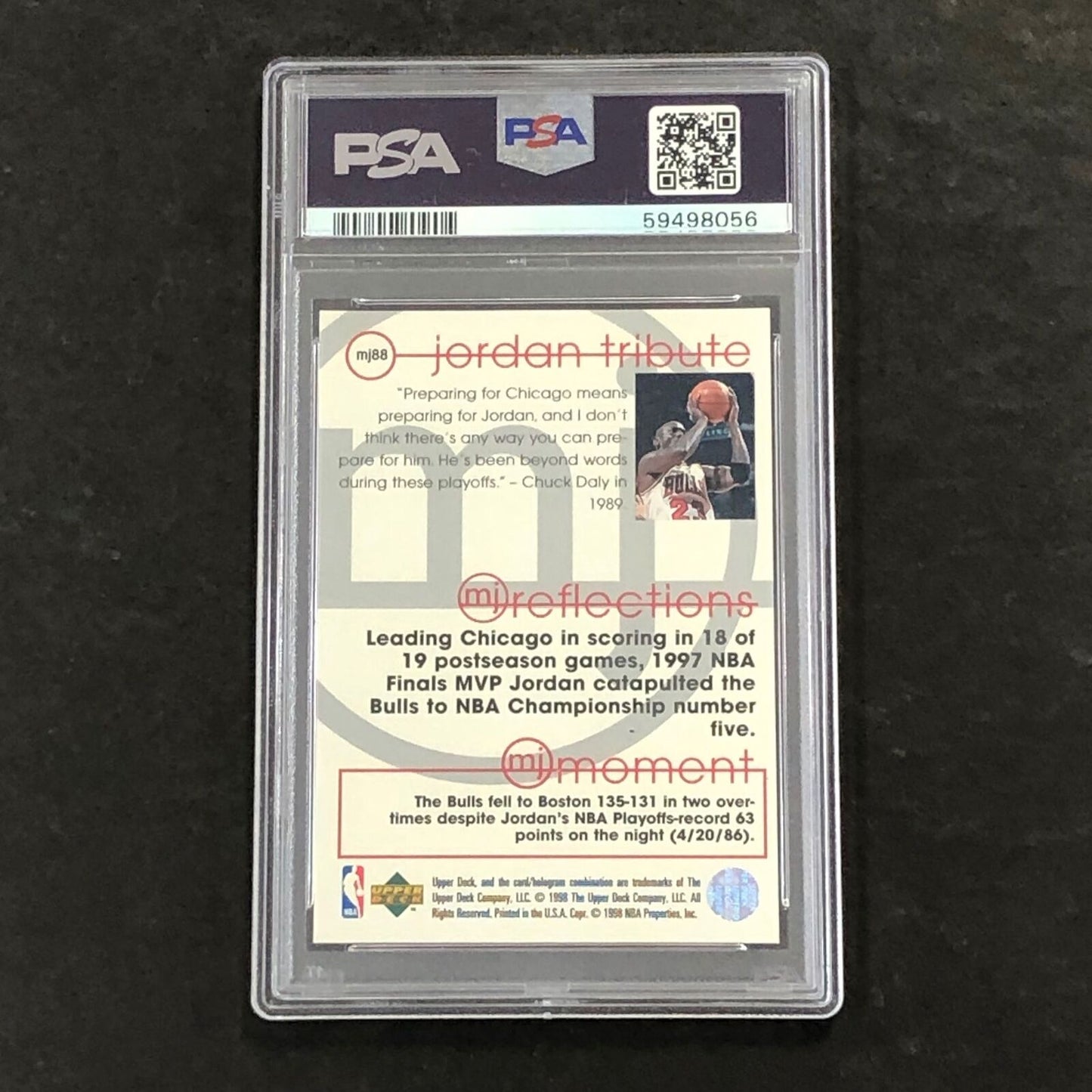 1998 UD Jordan Tribute #MJ88 Michael Jordan PSA 8 NM-MT MJ Reflections