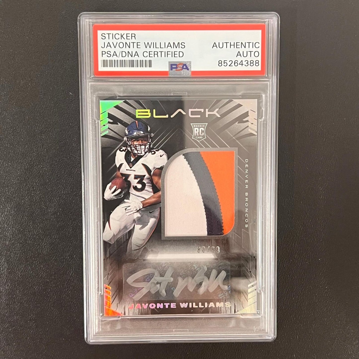 2021 Panini Black #225 Javonte Williams Signed Card AUTO PSA slabbed Denver Bron