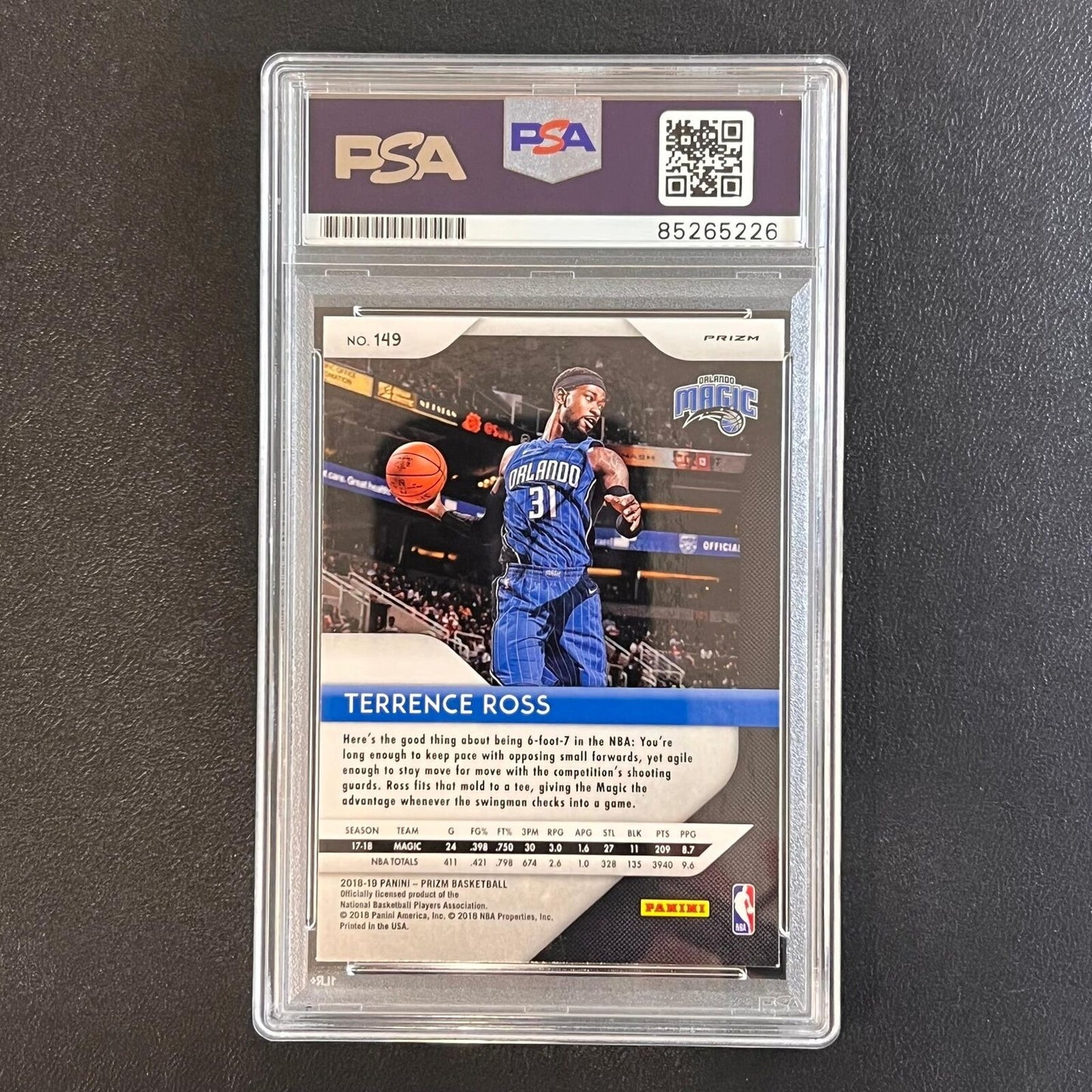 2018-19 Panini Prizm #149 Terrence Ross Signed Card AUTO PSA Slabbed Magic