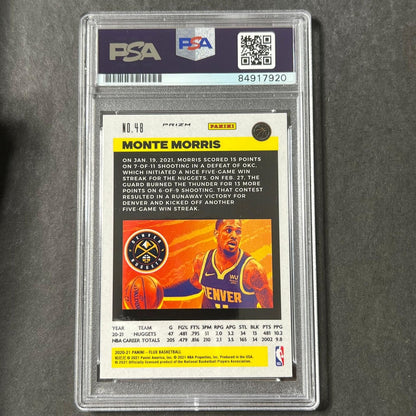2020-21 Panini Flux #48 Monte Morris Signed Card AUTO PSA Slabbed Nuggets
