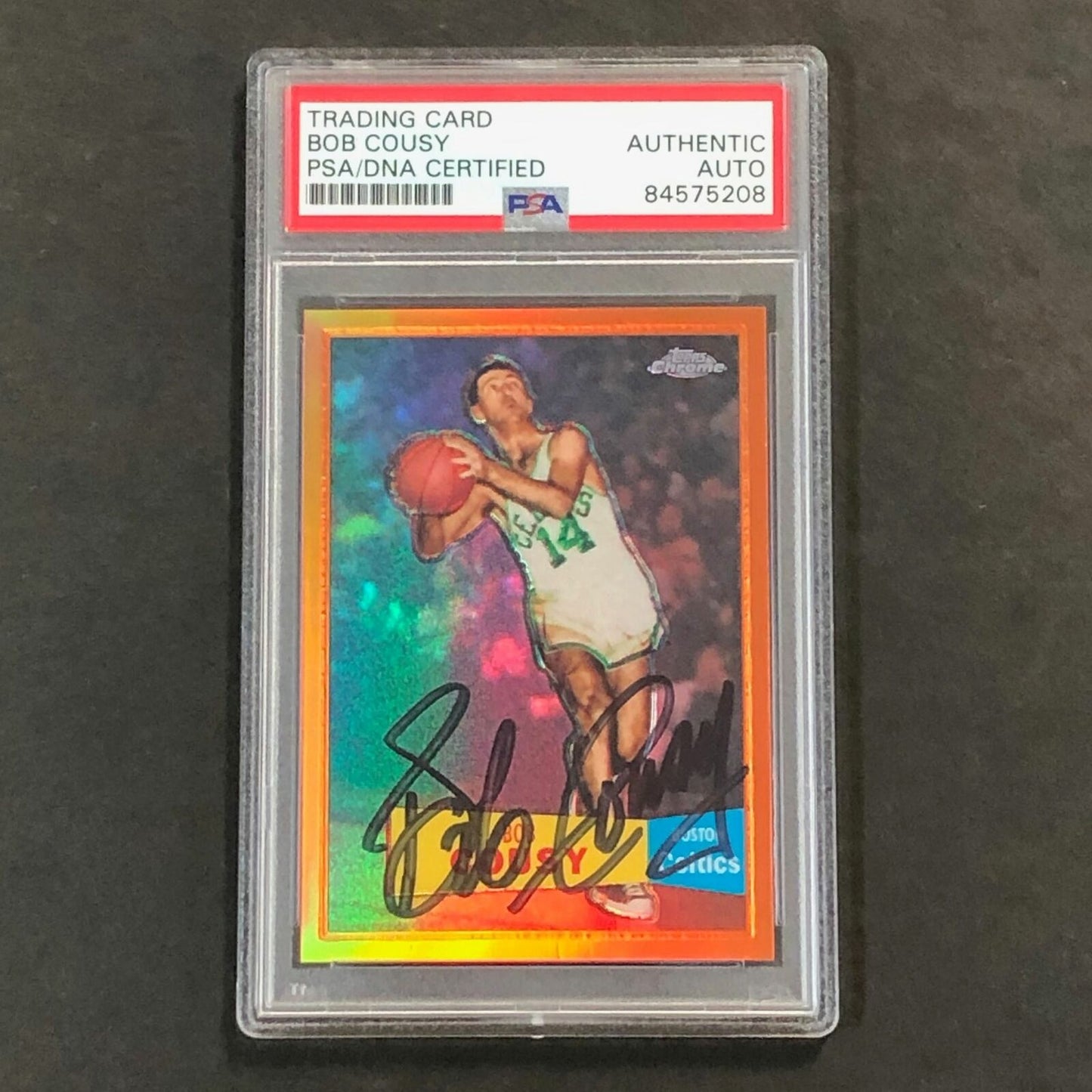 2007 Topps Chrome 1957-58 Variations #46 Bob Cousy Signed Card AUTO PSA Slabbed