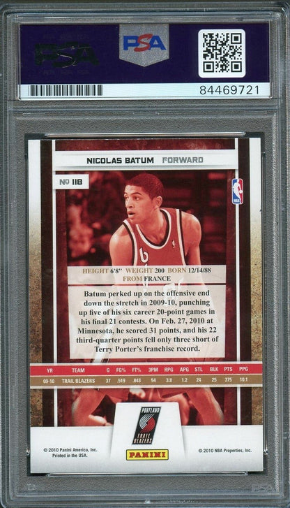 2009-10 Panini Season Update #118 Nicolas Batum Signed Card AUTO PSA Slabbed Bla