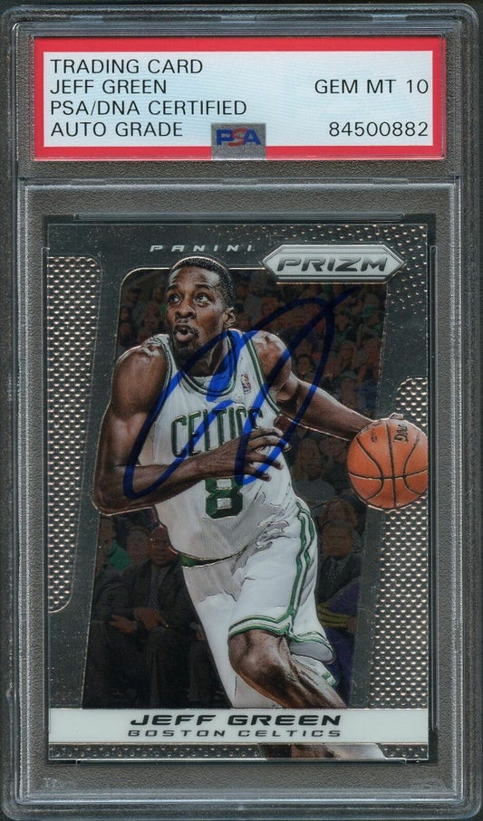 2013-14 Panini Prizm #35 Jeff Green Signed Card AUTO 10 PSA/DNA Slabbed Celtics