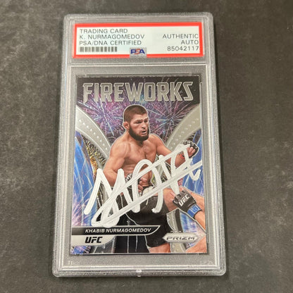 2022 Prizm UFC#5 Khabib Nurmagomedov Signed Card PSA Slabbed