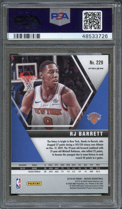 2019 Panini Mosaic #229 RJ Barrett Green Mosaic PSA 9 Mint RC