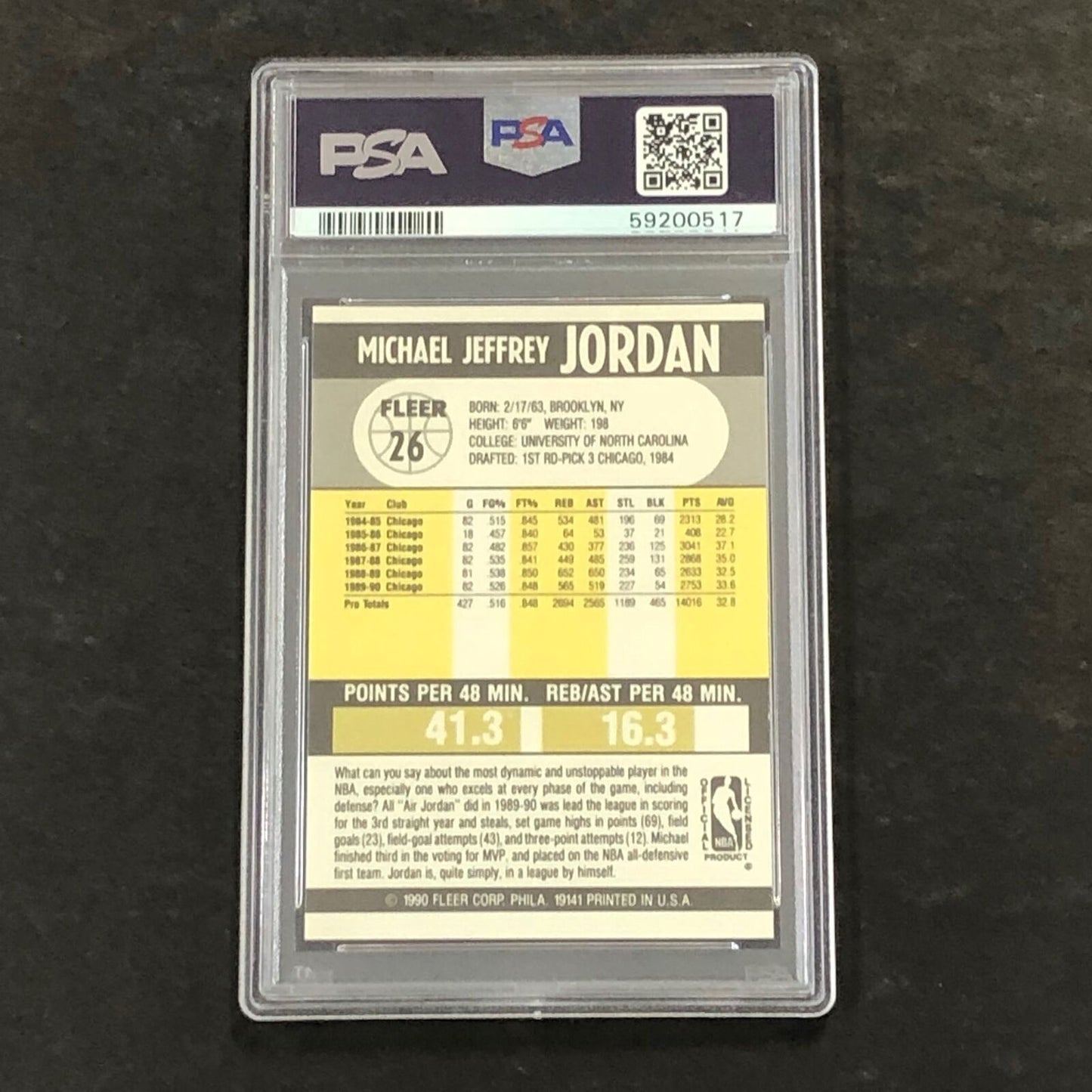 1990 Fleer #26 Michael Jordan PSA 7 NM Bulls