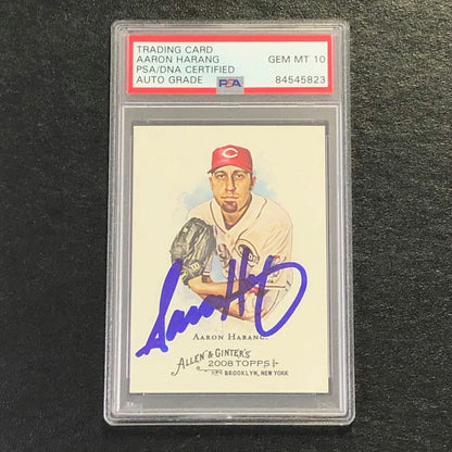 2008 Topps Allen and Ginter #215 Aaron Harang Signed Card PSA Slabbed Auto 10 Re