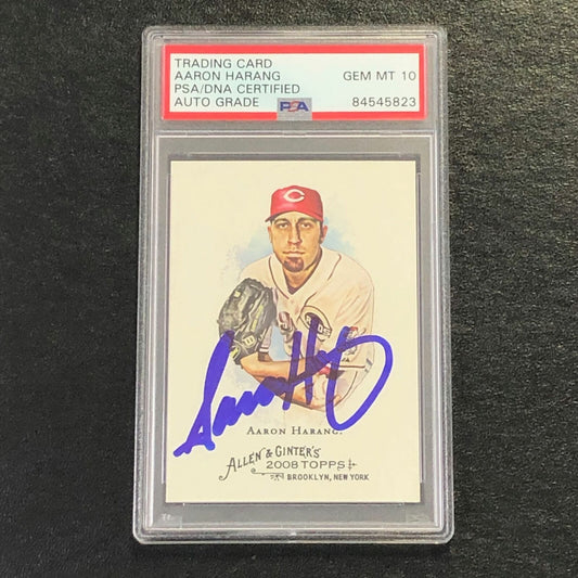 2008 Topps Allen and Ginter #215 Aaron Harang Signed Card PSA Slabbed Auto 10 Re