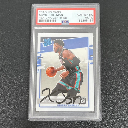 2020-21 Panini Donruss Optic #185 Xavier Tillman signed card AUTO PSA/DNA Slabbe