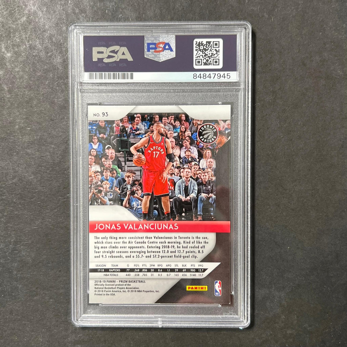 2018-19 Panini Prizm Black #93 Jonas Valanciunas Signed Card AUTO PSA Slabbed To