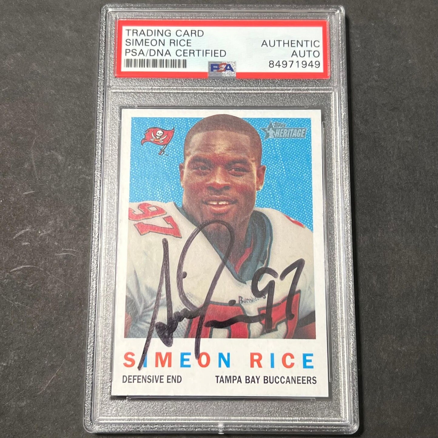 2005 Topps Heritage #187 Simeon Rice Signed Card AUTO PSA Slabbed Bucs