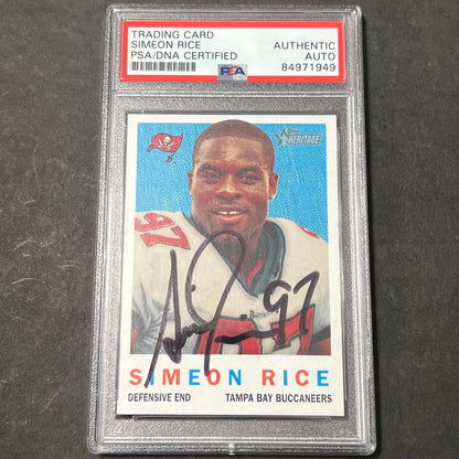 2005 Topps Heritage #187 Simeon Rice Signed Card AUTO PSA Slabbed Bucs