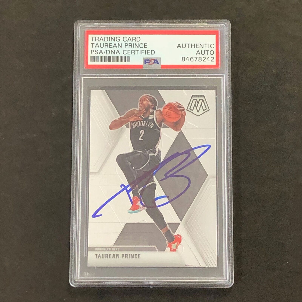 2019-20 Panini Mosaic #61 Taurean Prince Signed Card PSA Slabbed Nets
