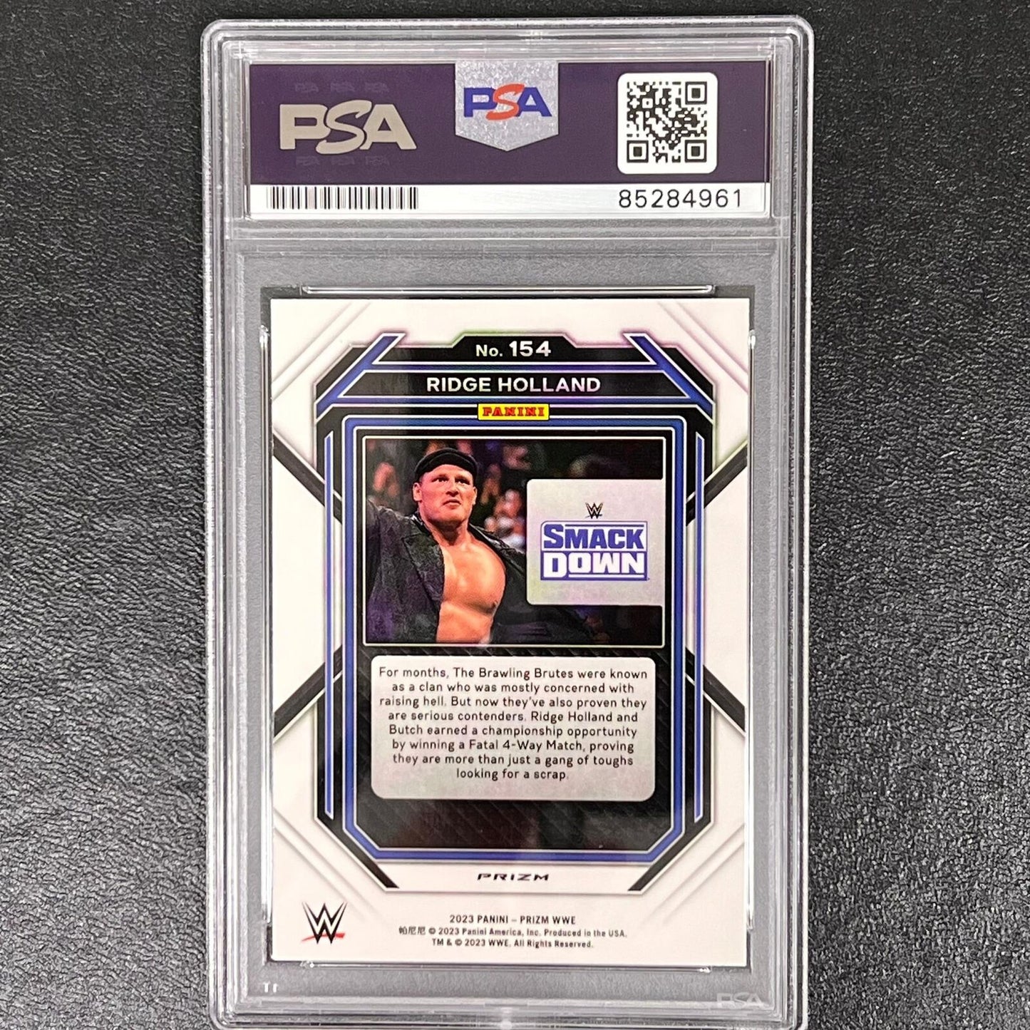 2023 Panini Prizm WWE #154 Ridge Holland Signed Card PSA AUTO Slabbed