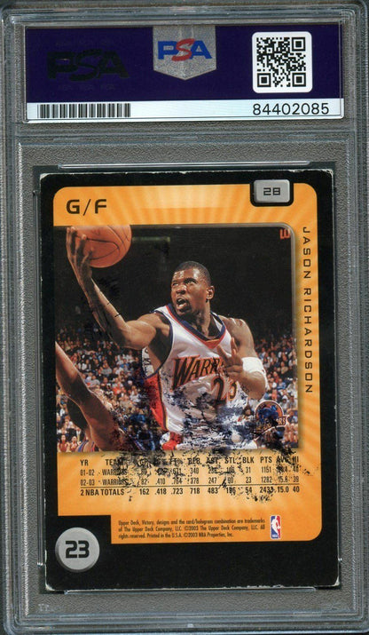 2003-04 Upper Deck Victory #28 Jason Richardson Signed Card AUTO PSA Slabbed War