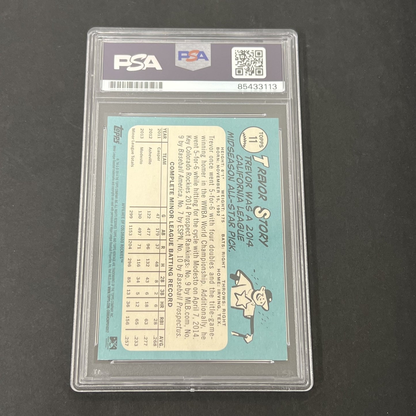 2014 Topps Heritage Minor League Edition#11 Trevor Story signed card PSA Auto 10