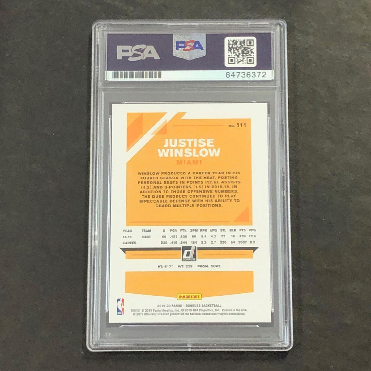 2019-20 Panini Donruss #111 Justise Winslow Signed Card AUTO PSA/DNA Slabbed Hea