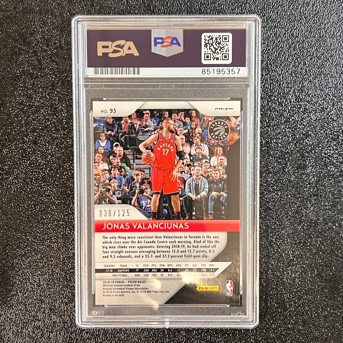 2018-19 Panini Prizm #93 Jonas Valanciunas Signed Card AUTO PSA Slabbed Toronto