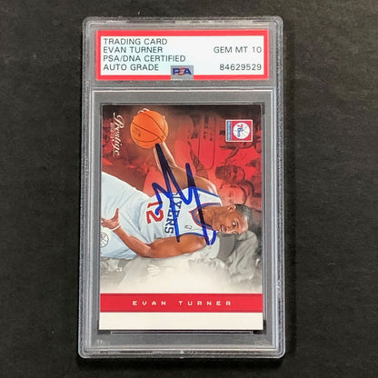 2012-13 Panini Prestige #132 Evan Turner Signed Card AUTO 10 PSA Slabbed 76ers