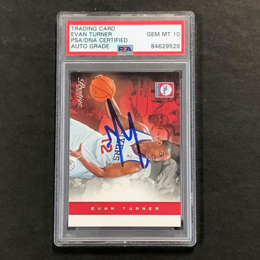 2012-13 Panini Prestige #132 Evan Turner Signed Card AUTO 10 PSA Slabbed 76ers