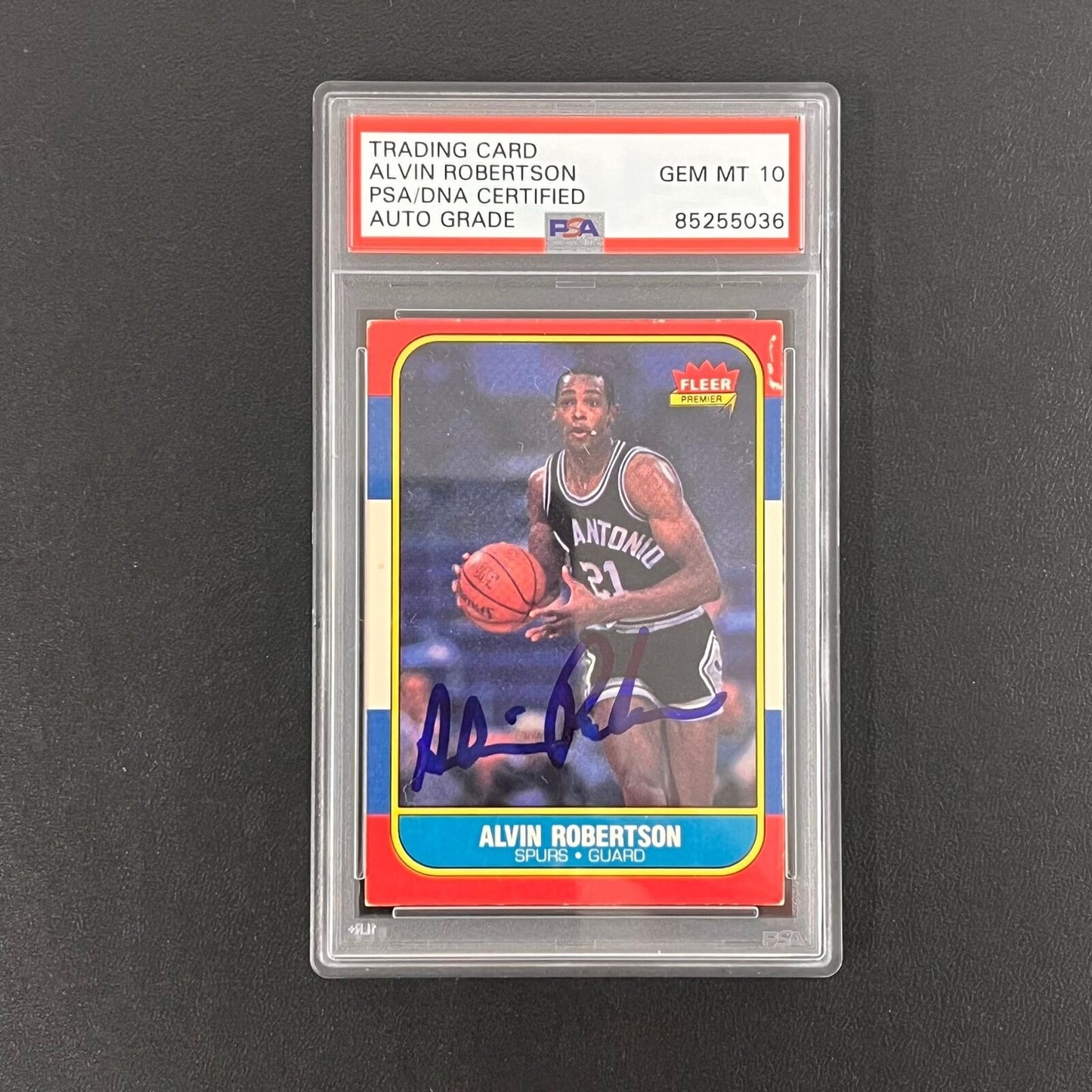 1986 Fleer #92 Alvin Robertson Signed Card AUTO 10 PSA Slabbed Spurs