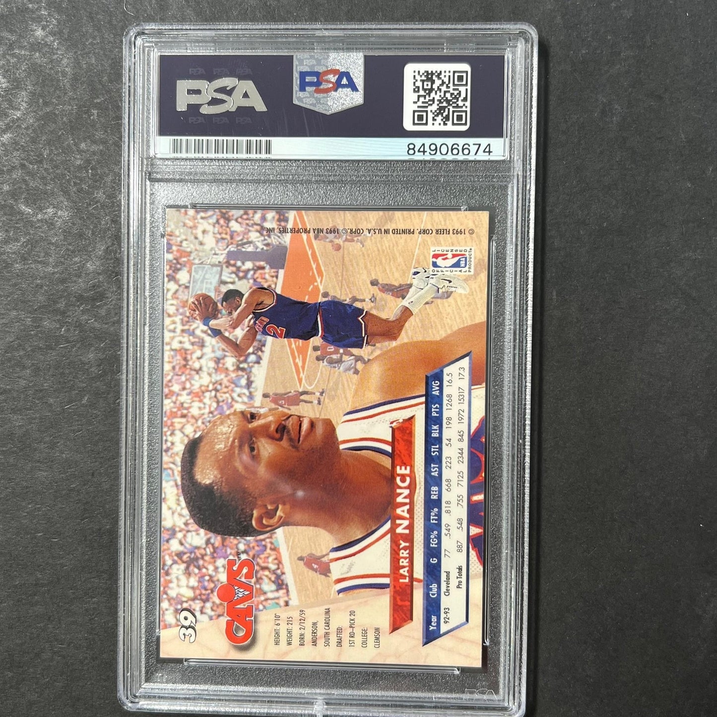 1993-94 Fleer Ultra #39 Larry Nance Signed Card PSA Slabbed Cavaliers