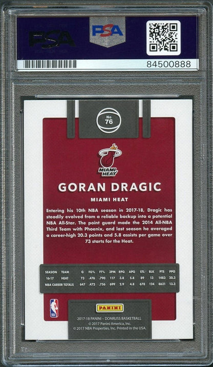 2017-18 Donruss Basketball #76 Goran Dragic Signed Card AUTO 10 PSA/DNA Slabbed