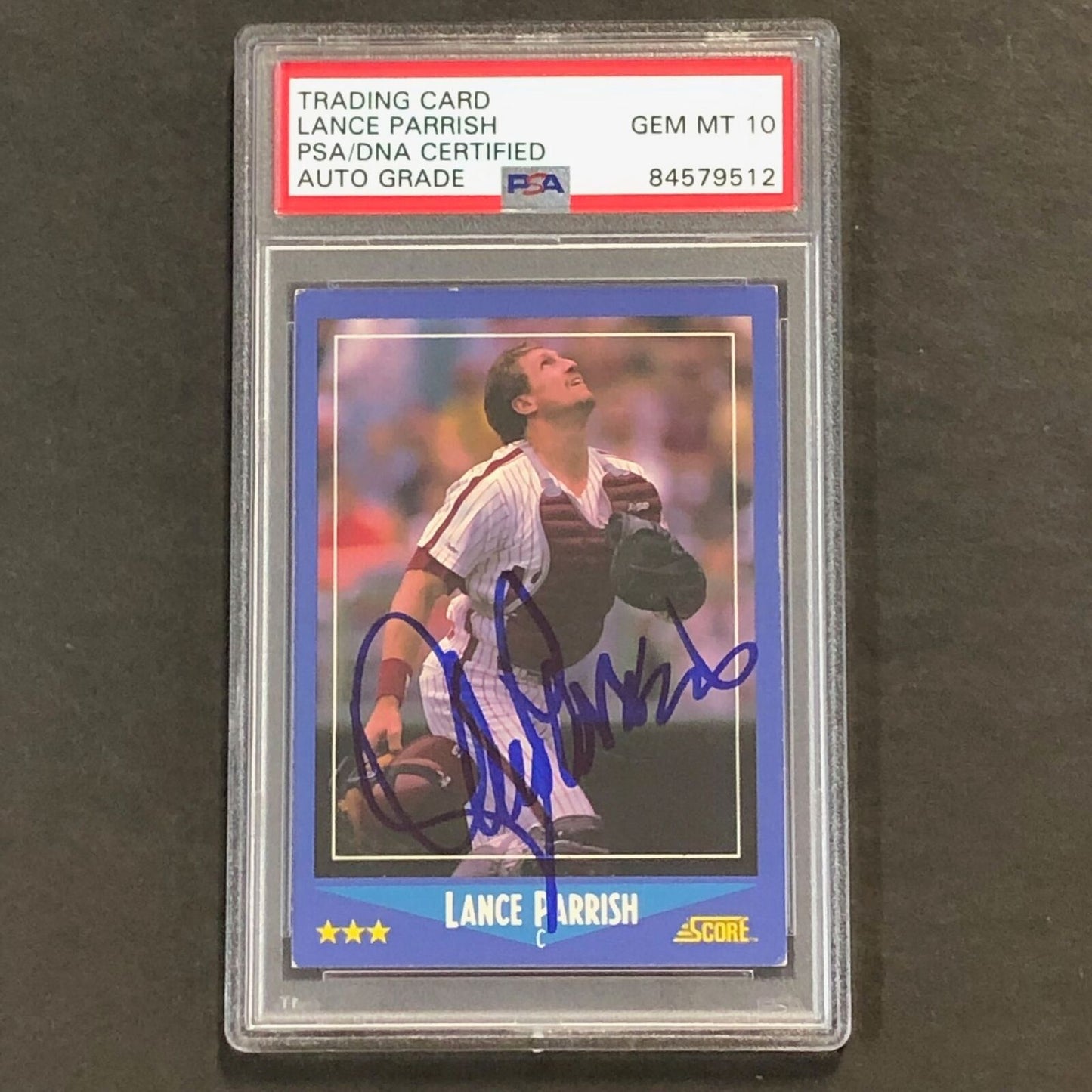 1988 Score Baseball #131 Lance Parrish Signed Card PSA Slabbed Auto 10 Phillies