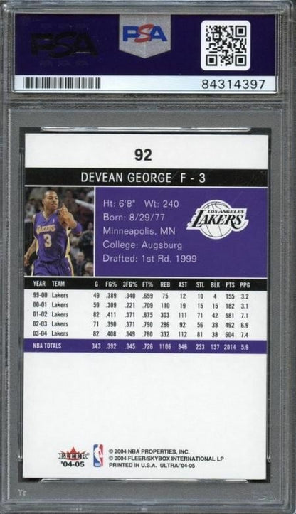 2004-05 Fleer Ultra #92 Devean George Signed Card AUTO PSA Slabbed