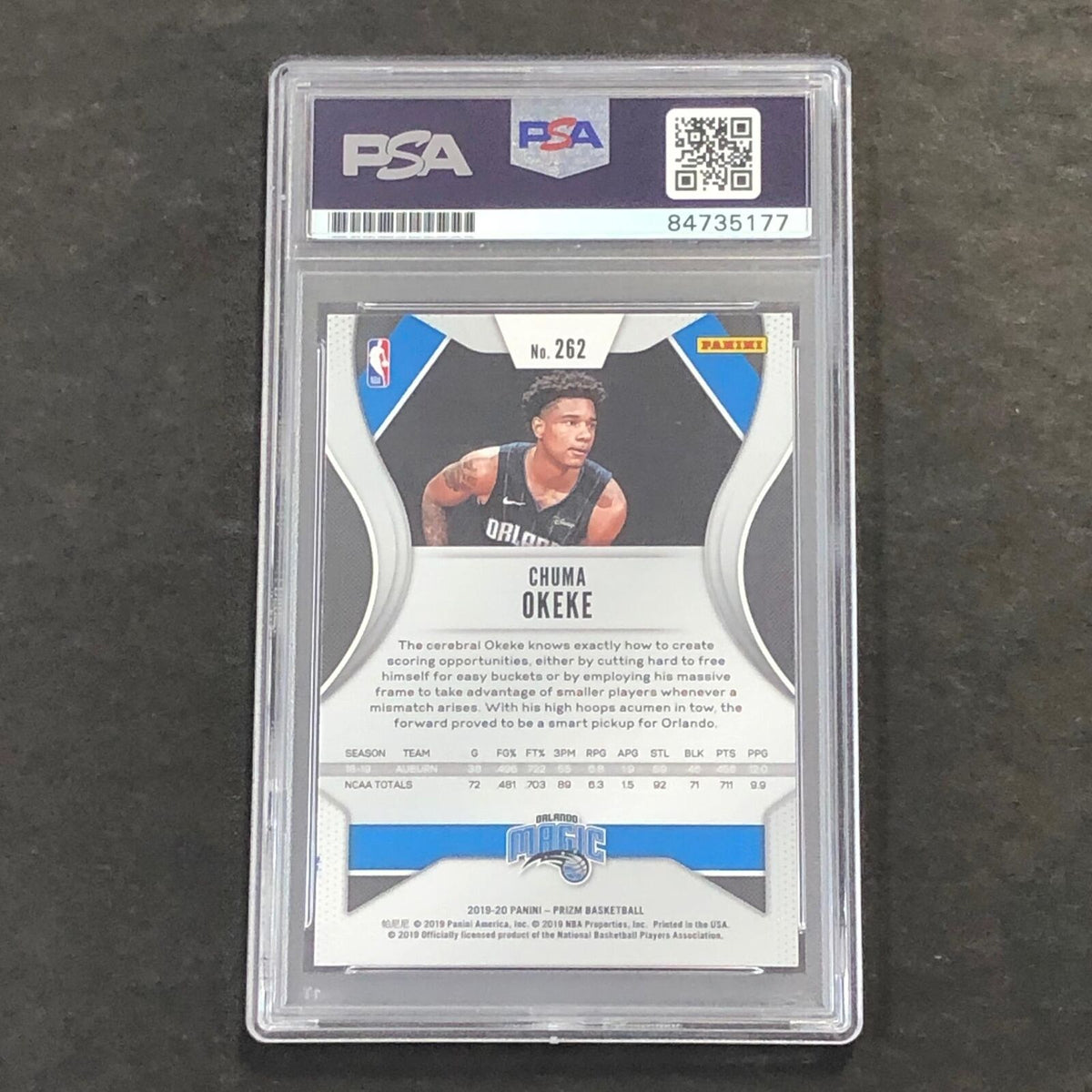 2019-20 Panini Prizm #262 Chuma Okeke Signed Card AUTO PSA Slabbed Magic