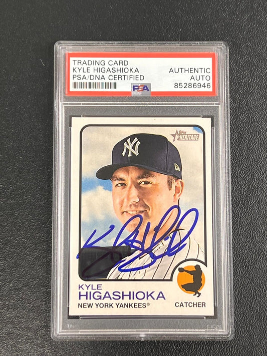 2022 Topps Heritage #431 Kyle Higashioka Signed Card PSA/DNA Slabbed AUTO Yankee