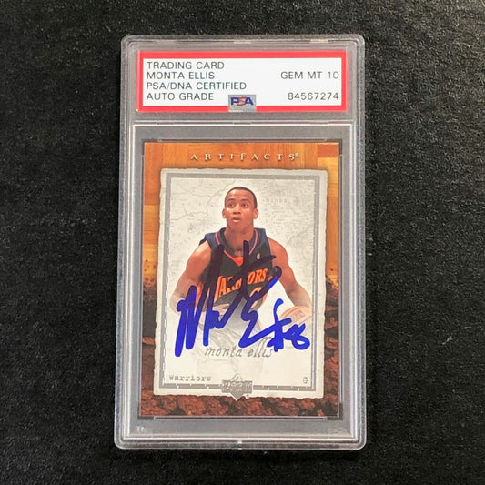 2007-08 Upper Deck Artifacts #29 MONTA ELLIS Signed Card AUTO 10 PSA Slabbed War