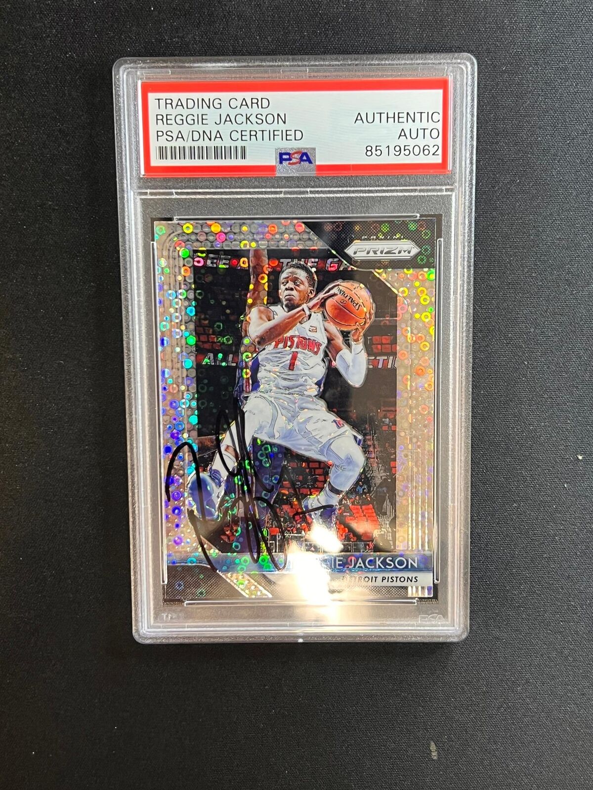 2018-19 Panini Prizm #142 Reggie Jackson Signed Card AUTO PSA Slabbed Pistons