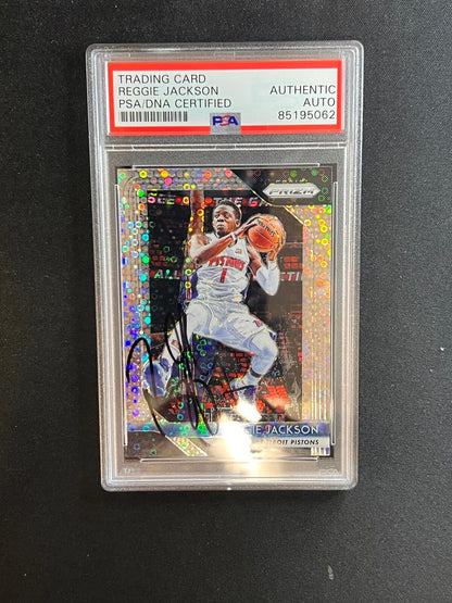 2018-19 Panini Prizm #142 Reggie Jackson Signed Card AUTO PSA Slabbed Pistons