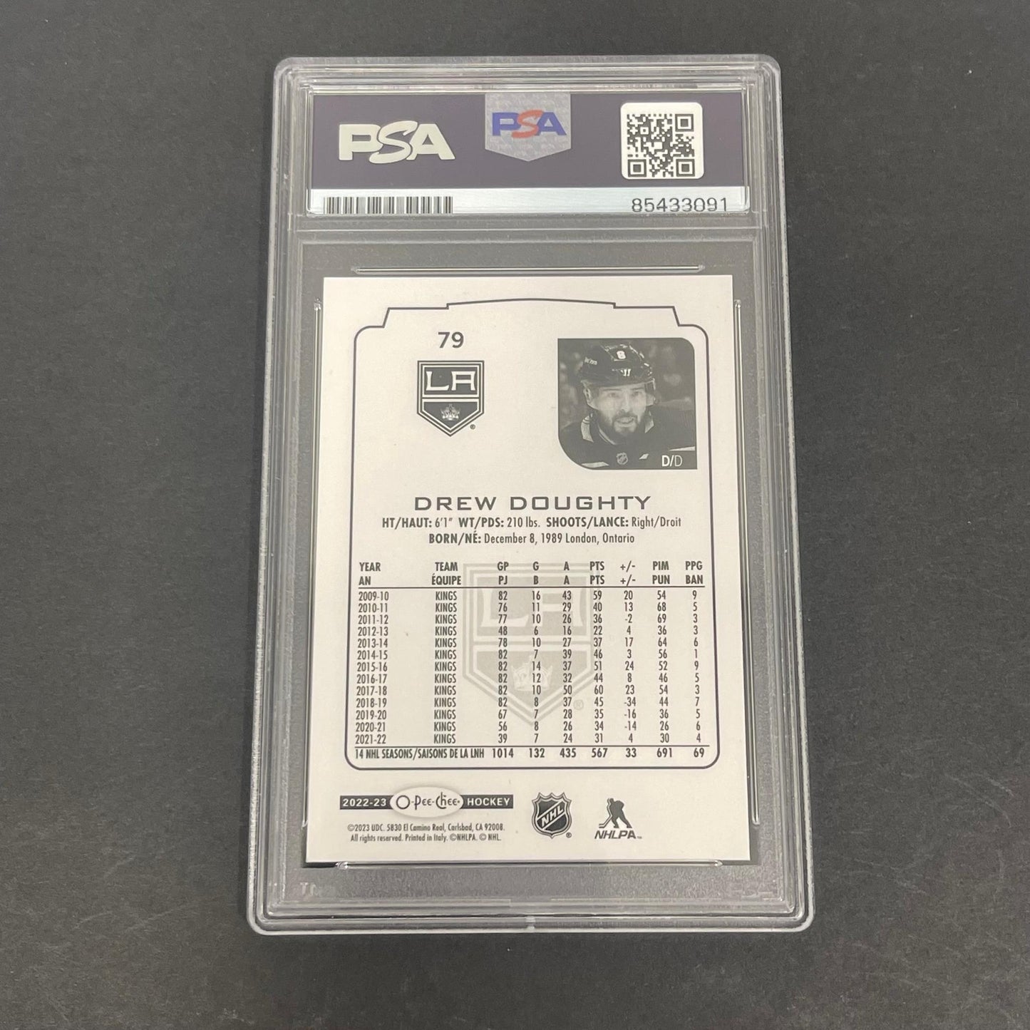2022-23 O Pee Chee #79 Drew Doughty Signed Card AUTO PSA/DNA Slabbed Kings